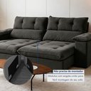Ver imagem 7 de Sofá Retrátil e Reclinável 4 Lugares Veludo Classic Sala de Estar Vancouver 290cm Cinza