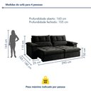 Ver imagem 3 de Sofá Retrátil e Reclinável 4 Lugares Veludo Classic Sala de Estar Vancouver 290cm Preto