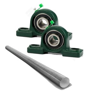 Kit 2 Mancal Pedestal P205 com Rolamento 25mm com Eixo 80cm