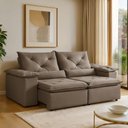 Ver imagem 1 de Sofá Retrátil e Reclinável 3 Lugares Suede Londres 230cm Yescasa Bege