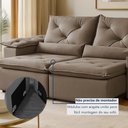 Ver imagem 7 de Sofá Retrátil e Reclinável 3 Lugares Suede Londres 230cm Yescasa Bege