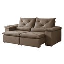 Ver imagem 3 de Sofá Retrátil e Reclinável 3 Lugares Suede Londres 230cm Yescasa Bege
