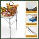 Ver imagem 4 de Mesa Dobrável Maleta Alumínio Alça Portátil 90x60 Camping Pesca Jardim Externa Salão Festas Gourmet