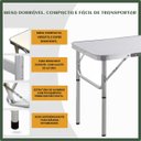 Ver imagem 2 de Mesa Dobrável Maleta Alumínio Alça Portátil 90x60 Camping Pesca Jardim Externa Salão Festas Gourmet