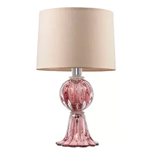 Abajur Decorativo em Murano Verona Uno Vintage Rose - Abajur Clássico de Alta Qualidade - 33x22cm - 
