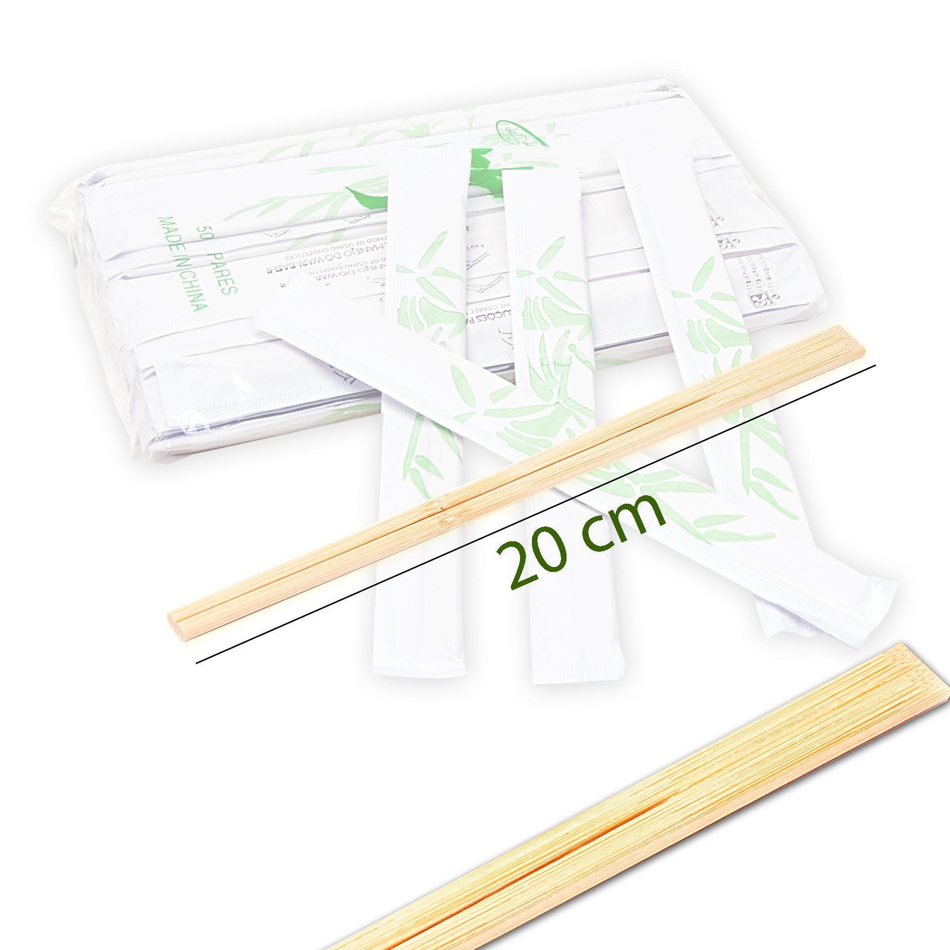 Kit 200 Pares de Hashi Waribashi Bambu 20cm Sache de Papel - 4