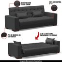 Ver imagem 4 de Sofá Cama Decorativo 210cm Beesley Pu Preto Fosco - Gran Belo