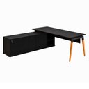 Ver imagem 2 de Mesa Diretor Executiva 200 cm X 203 cm Pés Cavalete em Madeira com Caixa de Tomadas e Armário