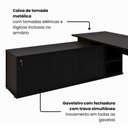 Ver imagem 5 de Mesa Diretor Executiva 200 cm X 203 cm Pés Cavalete em Madeira com Caixa de Tomadas e Armário