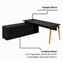 Ver imagem 4 de Mesa Diretor Executiva 200 cm X 203 cm Pés Cavalete em Madeira com Caixa de Tomadas e Armário