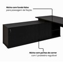 Ver imagem 6 de Mesa Diretor Executiva 200 cm X 203 cm Pés Cavalete em Madeira com Caixa de Tomadas e Armário
