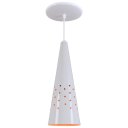 Ver imagem 1 de Pendente Cone Furado Luminária Lustre Alumínio Branco Brilhante C/ Laranja - T&T Iluminação