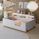 Ver imagem 1 de Cama Montessoriana Doçura Juvenil com Luminária e Colchão para Quarto Infantil Mdf Premium - Branco