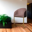 Ver imagem 2 de Poltrona Banqueta Decorativa Estofada Mia Veludo Base Metal Dourada - Estopar Poltrona Mia Veludo Ro
