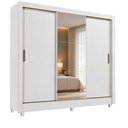 Ver imagem 2 de Guarda Roupa Casal França 3 Portas Deslizantes e 2 Gavetas Branco com Espelho e Pés - Santos Andir