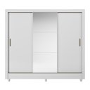 Ver imagem 3 de Guarda Roupa Casal França 3 Portas Deslizantes e 2 Gavetas Branco com Espelho e Pés - Santos Andir