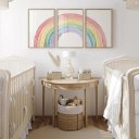 Ver imagem 2 de Kit 3 Quadros Decorativos Infantil | Quarto Bebê - Arco Iris Boho NO2 - 30x40 - Moldura Madeira
