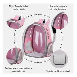 Bolsa Mochila Transporte Pet Astronauta Cachorro Gato Tep tep Azul - 6