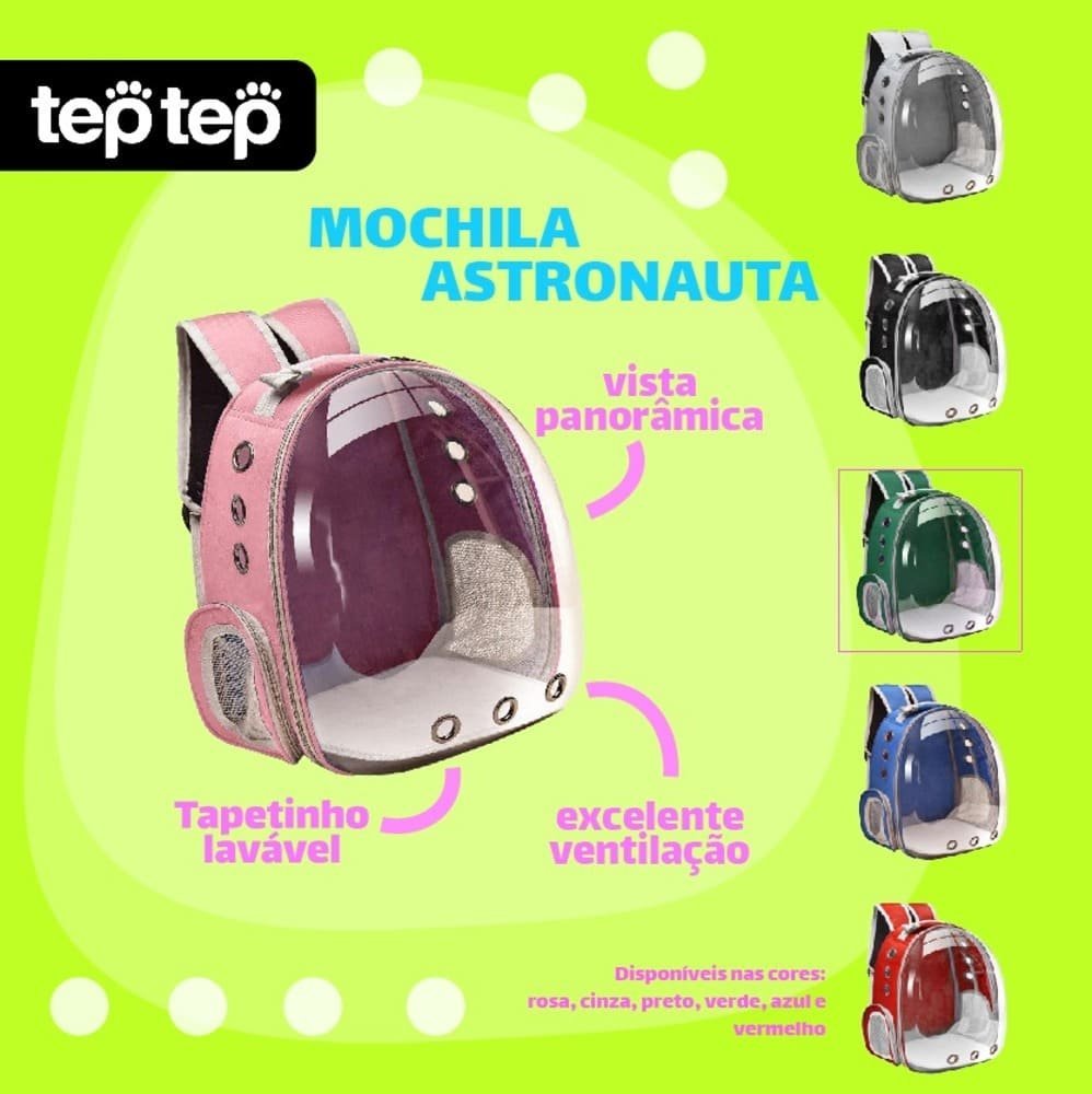 Bolsa Mochila Transporte Pet Astronauta Cachorro Gato Tep tep Azul - 9