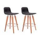 Ver imagem 1 de Kit 2 Banquetas Baixas Linea Aço Champanhe para Cozinha Balcao Ilha Gourmet Design - Preto Assento