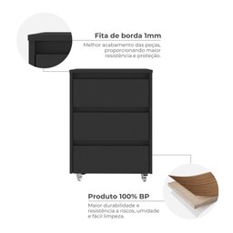 Gaveteiro com Rodízios 3 Gavetas Cáli Escritório/quarto - 9