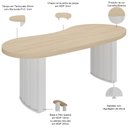 Ver imagem 4 de Mesa para Escritório 200cm Tamburato Curves A02 Carvalho Branco - Lyam Decor