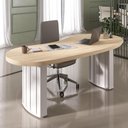Ver imagem 2 de Mesa para Escritório 200cm Tamburato Curves A02 Carvalho Branco - Lyam Decor