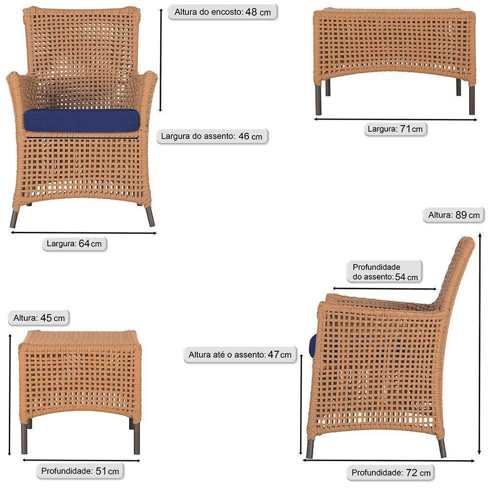 4 Poltronas e 1 Mesa Igapó Alumínio Marrom Corda Náutica E10 Terra Cota - 6