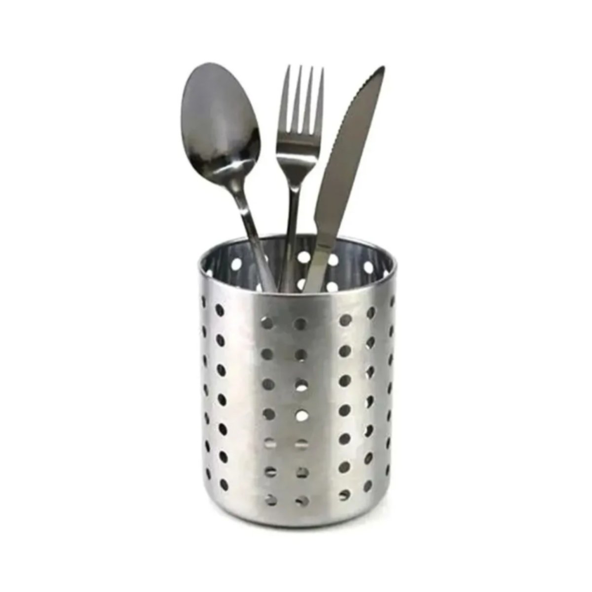 Porta Talheres Em Inox Escovado Vazado Cozinha Prática - 1
