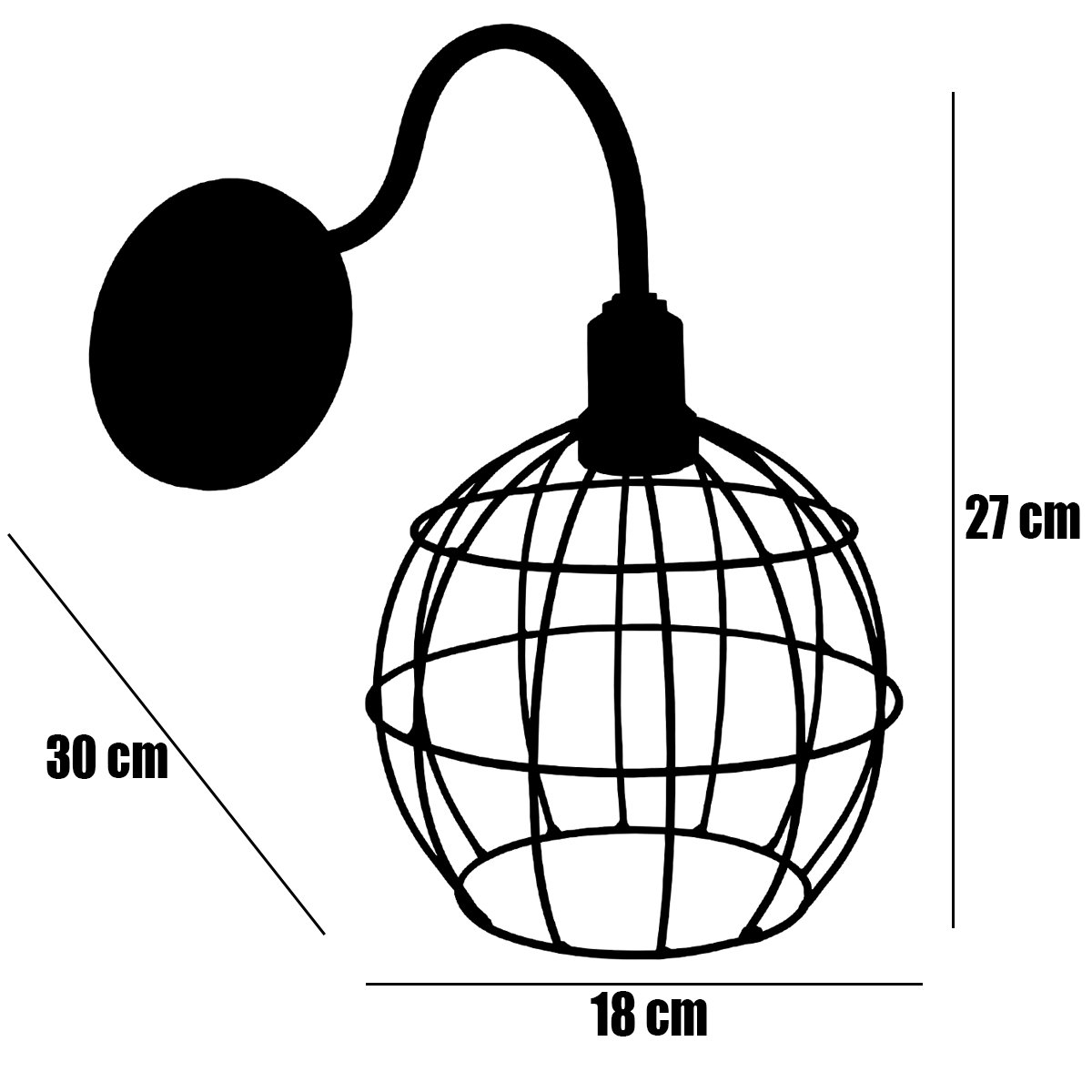 Luminária Arandela Parede Aramada Globo Industrial Retro + Lâmpada Led Vintage Preto/Dourado - 2