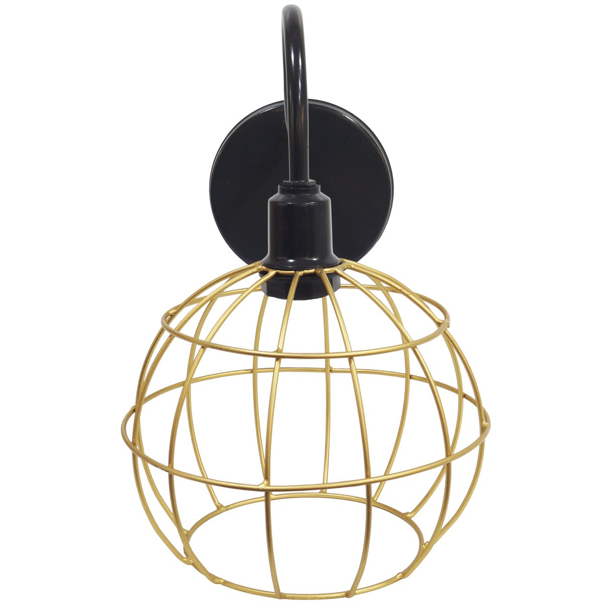 Luminária Arandela Parede Aramada Globo Industrial Retro + Lâmpada Led Vintage Preto/Dourado - 4