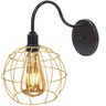 Luminária Arandela Parede Aramada Globo Industrial Retro + Lâmpada Led Vintage Preto/Dourado - 3