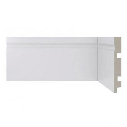 Kit 12m Linear Rodapé de Poliestireno Frisado 12CMX2,40m Branco Casa Grassi