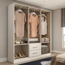 Ver imagem 2 de Guarda-roupa Solteiro Bali 6 Portas 2 Gavetas com Espelho Branco - Panorama Móveis