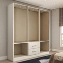 Ver imagem 6 de Guarda-roupa Solteiro Bali 6 Portas 2 Gavetas com Espelho Branco - Panorama Móveis