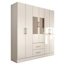 Ver imagem 3 de Guarda-roupa Solteiro Bali 6 Portas 2 Gavetas com Espelho Branco - Panorama Móveis