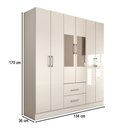 Ver imagem 4 de Guarda-roupa Solteiro Bali 6 Portas 2 Gavetas com Espelho Branco - Panorama Móveis