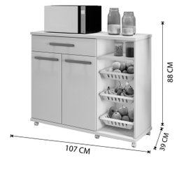 Armário de Cozinha com Fruteira Salinas Arte Móveis:branco - 2