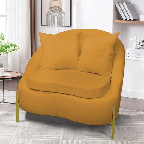 Poltrona Decorativa Orgânica Pé de Metal Dourado Zaya Bouclê C05 - D’Rossi