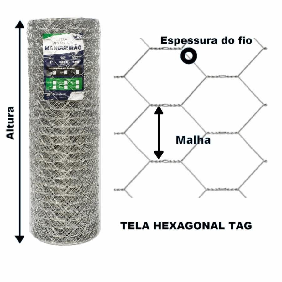 TELA HEXAGONAL TAG MALHA 3" FIO BWG 16 (1,65mm) RL 25X1,5m - 5