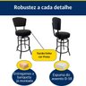 Kit 3 Banquetas Alta Bar Giratória com Encosto Cor Preta Assento Grosso Confortável Linho Preto - 4
