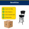 Kit 3 Banquetas Alta Bar Giratória com Encosto Cor Preta Assento Grosso Confortável Linho Preto - 7