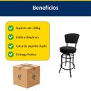 Ver imagem 7 de Kit 3 Banquetas Alta Bar Giratória com Encosto Cor Preta Assento Grosso Confortável Linho Preto