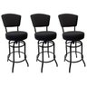 Kit 3 Banquetas Alta Bar Giratória com Encosto Cor Preta Assento Grosso Confortável Linho Preto - 2