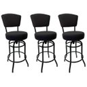 Ver imagem 2 de Kit 3 Banquetas Alta Bar Giratória com Encosto Cor Preta Assento Grosso Confortável Linho Preto