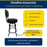 Kit 3 Banquetas Alta Bar Giratória com Encosto Cor Preta Assento Grosso Confortável Linho Preto - 3