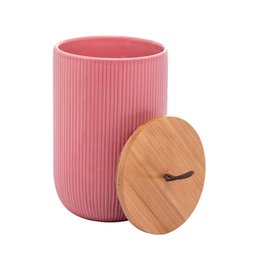 Jogo Pote Hermético de Cerâmica com Tampa de Bambu Rosa 2 peças - Lyor - 2