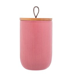 Jogo Pote Hermético de Cerâmica com Tampa de Bambu Rosa 2 peças - Lyor - 3