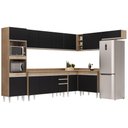 Ver imagem 1 de Armário de Cozinha Modulada de Canto 8 Peças CP08 Balcão com Tampo Castanho/Preto - Lumil