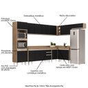 Ver imagem 3 de Armário de Cozinha Modulada de Canto 8 Peças CP08 Balcão com Tampo Castanho/Preto - Lumil